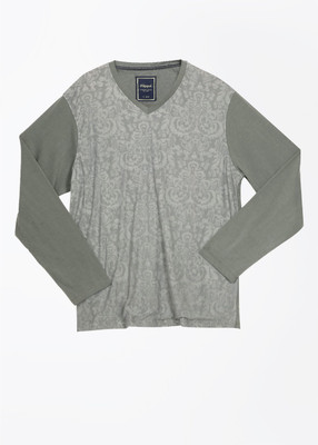 

Flippd Printed Men's V-neck Grey T-Shirt, Steel grey