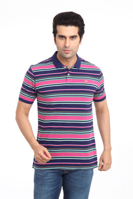

Park Avenue Striped Men's Polo Neck Dark Blue T-Shirt