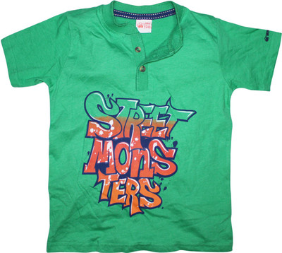

FS Mini Klub Boys Printed T Shirt(Green, Pack of 1