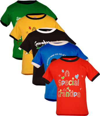 

Gkidz Boys Printed Cotton T Shirt(Multicolor, Pack of 5, Red