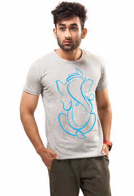 

Unisopent Designs Printed Men' Round Neck Grey T-Shirt