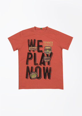 

United Colors of Benetton Boys Printed T Shirt(Red, Pack of 1, 89l