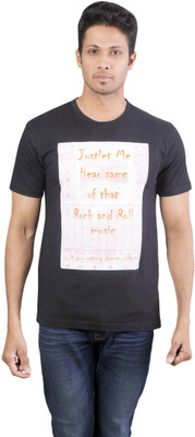 

Oviyon Printed Men's Round Neck Black T-Shirt