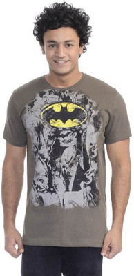 

Batman Printed Men's Round Neck Grey T-Shirt, Tarmac