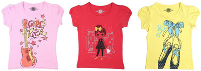 

Chalk by Pantaloons Girls Graphic Print T Shirt(Multicolor, Light pink