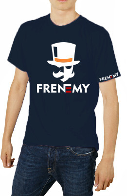 

Frenemy Self Design Men's Round Neck Dark Blue T-Shirt