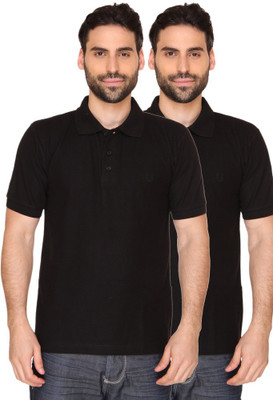 

Blacksmith Solid Men's Polo Neck Black T-Shirt(Pack of 2), Vegas black