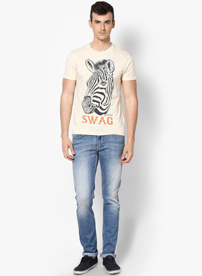 

Jack & Jones Graphic Print Men's Round Neck Beige T-Shirt, Cloud cream