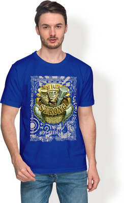 

Nikolas Graphic Print Men's Round Neck Blue T-Shirt