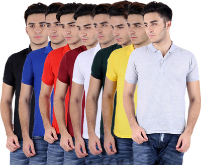 

Sanvi Traders Solid Men Polo Neck Multicolor T-Shirt(Pack of 8