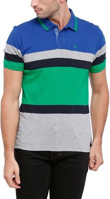 

Parx Striped Men's Polo Neck Blue T-Shirt