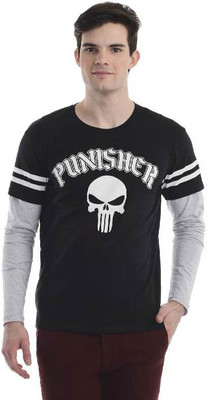 

Marvel Comics Printed Men's Round Neck Black T-Shirt, Black/ grey melange