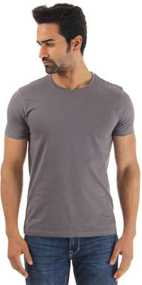 

Flying Machine Solid Men's Round Neck Grey T-Shirt, Pewter
