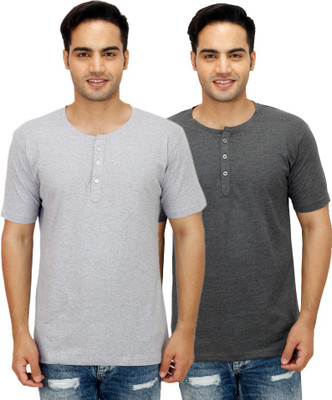 

Sanvi Traders Solid Men Henley Multicolor T-Shirt(Pack of 2