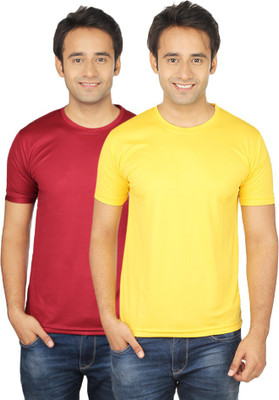 

Quetzal Solid Men's Round Neck Yellow, Maroon T-Shirt(Pack of 2, Maroon;yellow