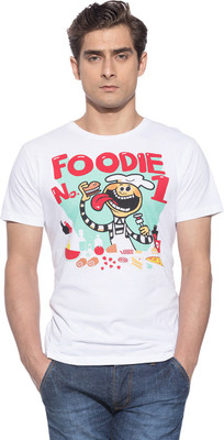 

Chimp Graphic Print Men's Round Neck White T-Shirt