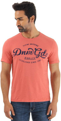 

Flying Machine Printed Men's Round Neck Orange T-Shirt, Dusty cedar