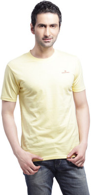 

Crosscreek Solid Men' Round Neck Yellow T-Shirt, Baby yellow