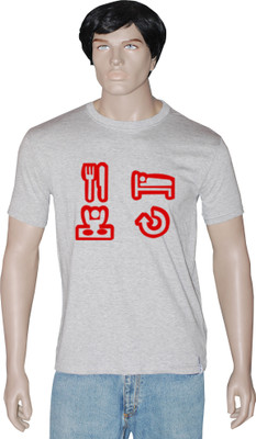 

Tshirt.in Graphic Print Men's Round Neck Grey T-Shirt, Grey melange
