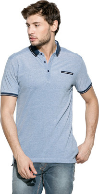 

Mufti Solid Men's Polo Neck Light Blue T-Shirt
