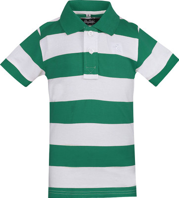 

The Cotton Company Boys Striped Cotton T Shirt(Green, Pack of 1