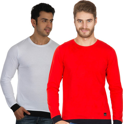 

Rigo Solid Men's Round Neck White, Red T-Shirt(Pack of 2), Red;white