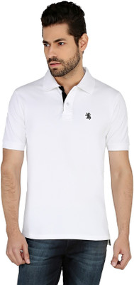 

The Cotton Company Solid Men Polo Neck White T-Shirt
