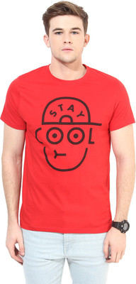

White Kalia Printed Men's Round Neck Red T-Shirt