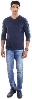 

Indian Terrain Solid Men's Round Neck Blue T-Shirt, Navy