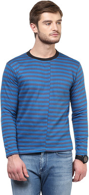 

Henry and Smith Striped Men's Round Neck Light Blue T-Shirt