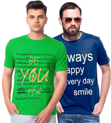 

Cool Club Printed Men' Round Neck Multicolor T-Shirt(Pack of 2, Blue;green
