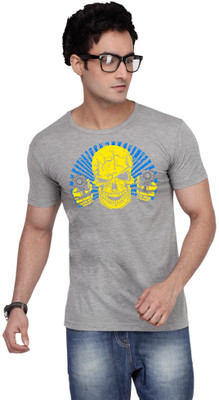 

Inkovy Graphic Print Men's Round Neck Grey T-Shirt