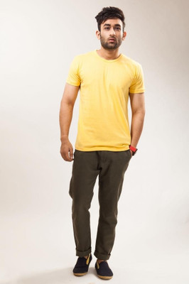 

Unisopent Designs Solid Men's Round Neck Yellow T-Shirt