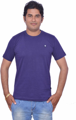 

Leaf Solid Men' Round Neck Purple T-Shirt