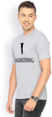 Campus Sutra Printed Men Round Neck Grey T-Shirt