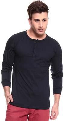 

Izinc Solid Men' Henley Dark Blue T-Shirt, Navy blue