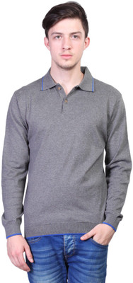 

Kalt Solid Men Polo Neck Grey T-Shirt, Medium grey melange