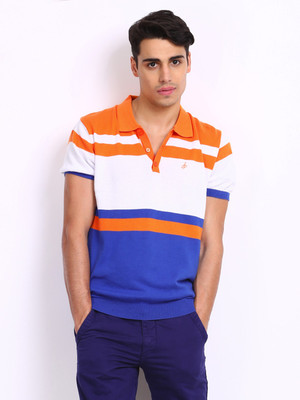 

John Players Striped Men' Polo Neck Multicolor T-Shirt, 1a6