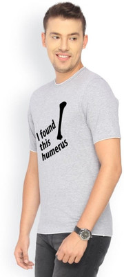 

Campus Sutra Printed Men Round Neck Grey T-Shirt