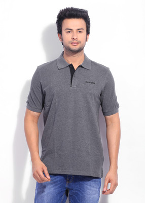 

REEBOK Solid Men's Polo Neck Grey T-Shirt, Dgreyh