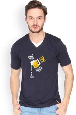 

Campus Sutra Solid Men V-neck Dark Blue T-Shirt