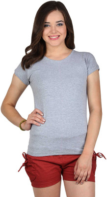 

SayItLoud Solid Women' Round Neck Grey T-Shirt