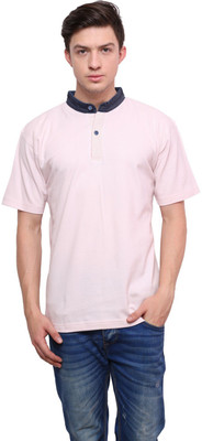 

Lemon & Vodka Men's Mandarin Collar Pink T-Shirt