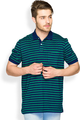 

ColorPlus Striped Men's Polo Neck Green T-Shirt