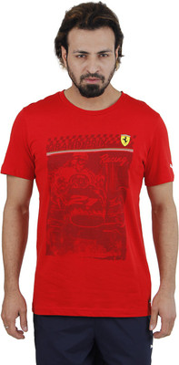 

Puma Printed Men's Round Neck Red T-Shirt, Rosso corsa