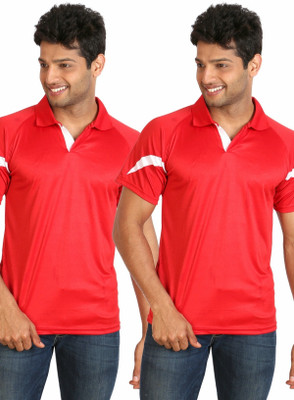 

Campus Sutra Solid Men Polo Neck Red T-Shirt(Pack of 2, Red:red
