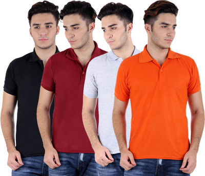 

Sanvi Traders Solid Men Polo Neck Multicolor T-Shirt(Pack of 4