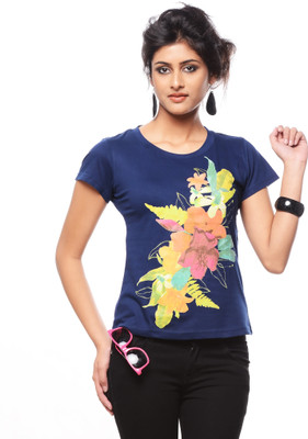 

Trendy Girlz Graphic Print Women's Round Neck Dark Blue T-Shirt, Mood indigo