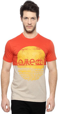 

Ajile by Pantaloons Printed Men's Round Neck Orange T-Shirt