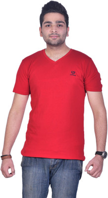 

Colors & Blends Solid Men's V-neck Red T-Shirt